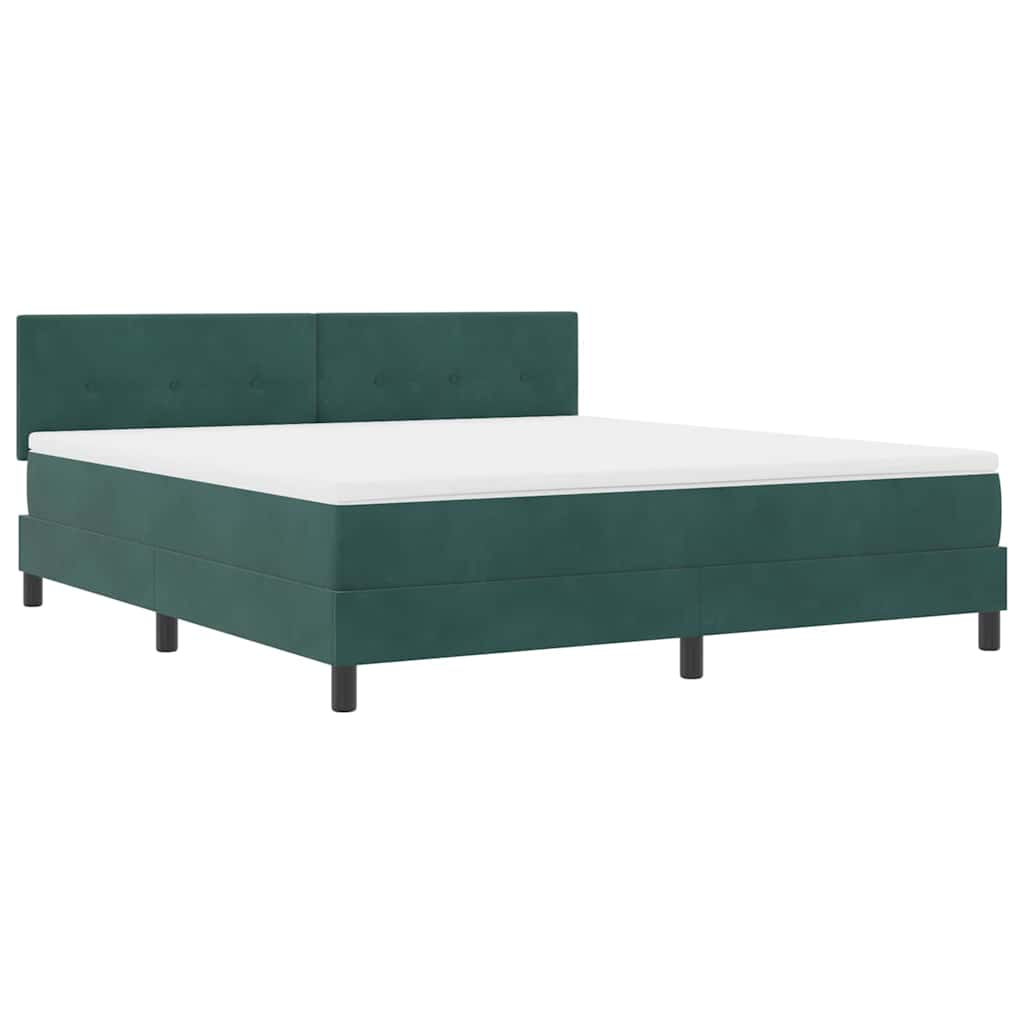 vidaXL Łóżko sprężynowe z materacem Ciemna zieleń 180 x 200 cm Aksamit