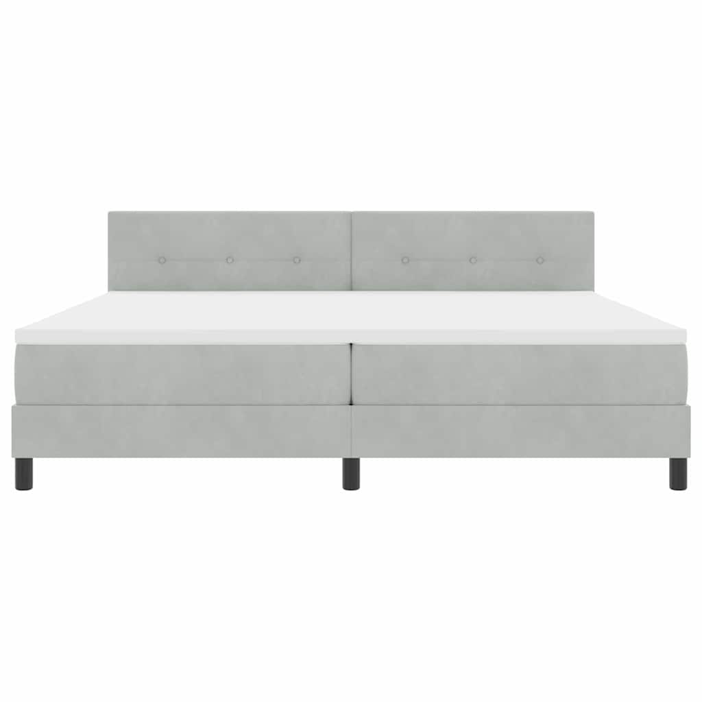 vidaXL Łóżko sprężynowe z materacem Jasnoszary 200 x 200 cm Aksamit
