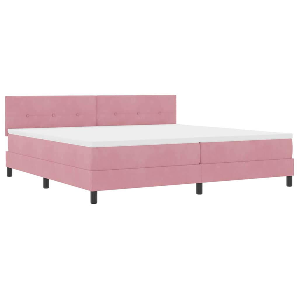 vidaXL Łóżko sprężynowe z materacem Różowy 200 x 200 cm Aksamit