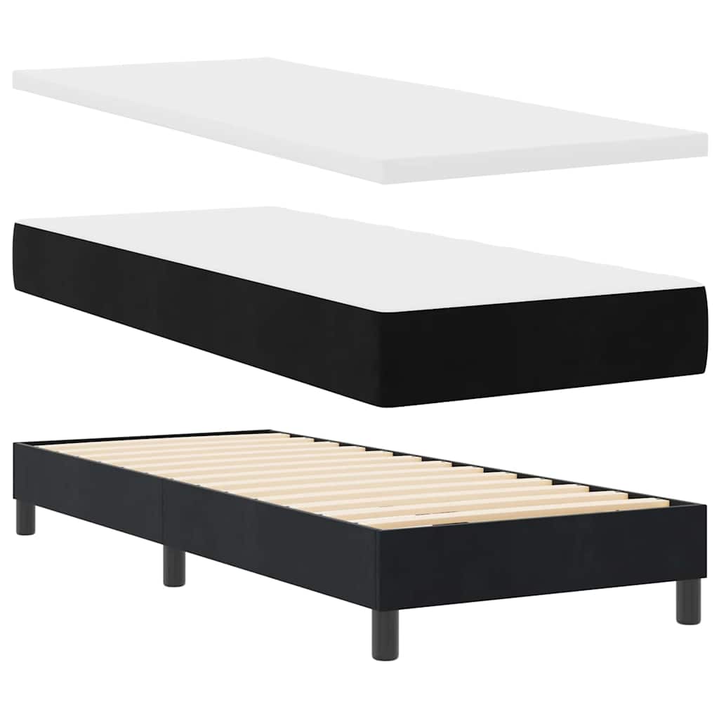 vidaXL Łóżko sprężynowe z materacem Czarny 80 x 200 cm Aksamit