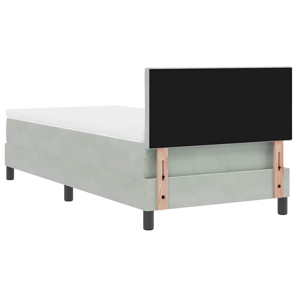 vidaXL Łóżko sprężynowe Z zagłówkiem Jasnoszary 90 x 190 cm Aksamit