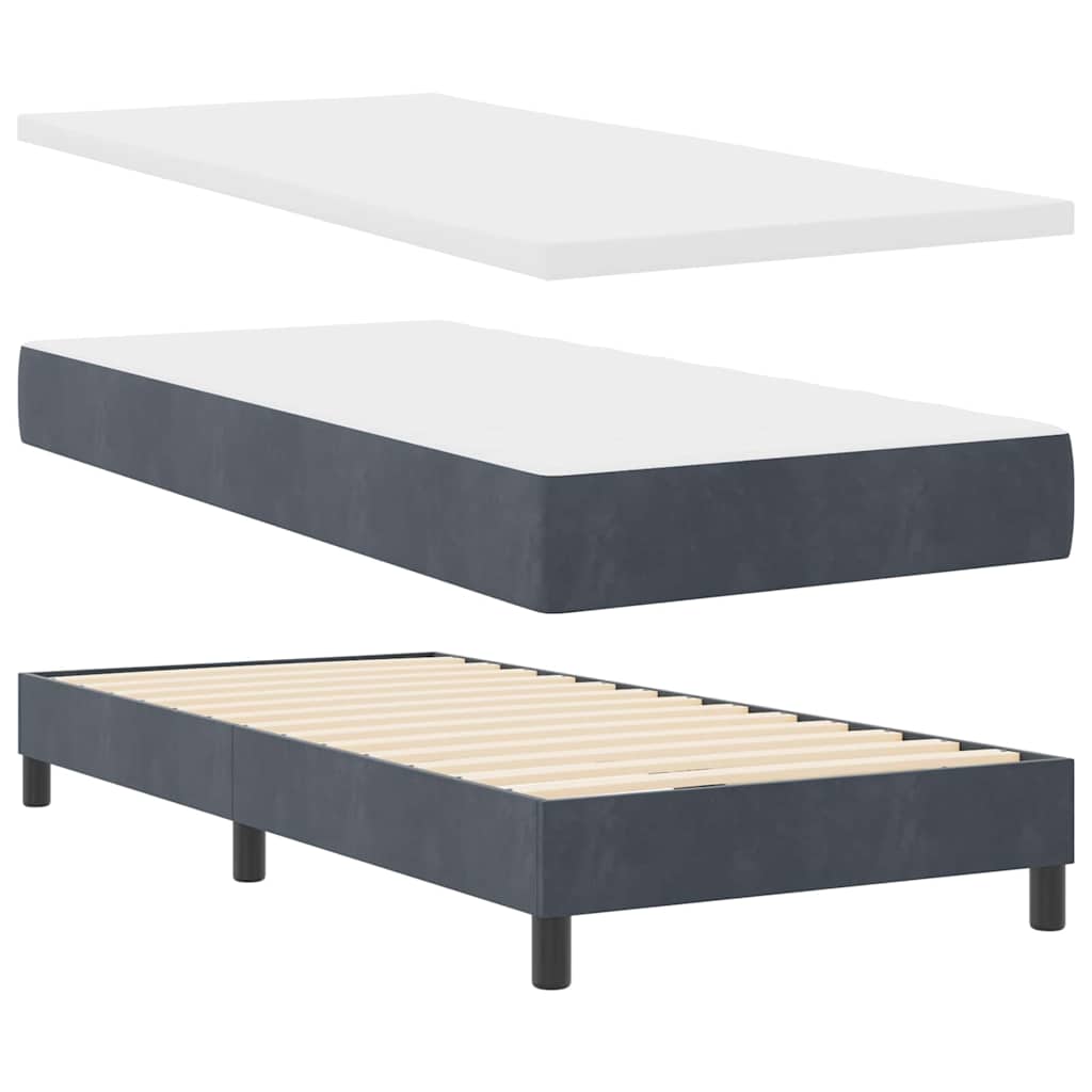 vidaXL Łóżko sprężynowe z materacem Ciemnoszary 90 x 200 cm Aksamit
