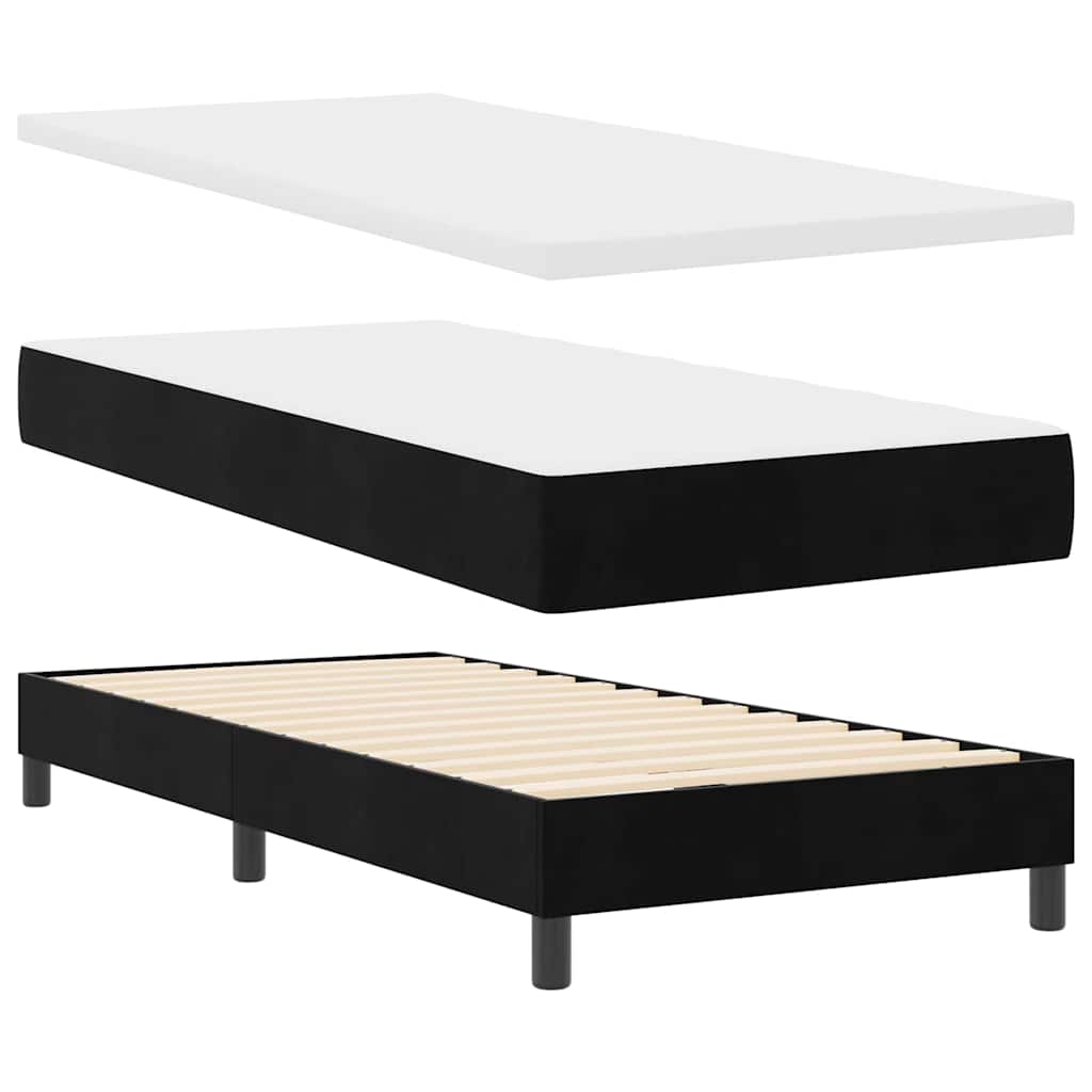 vidaXL Łóżko sprężynowe z materacem Czarny 90 x 200 cm Aksamit