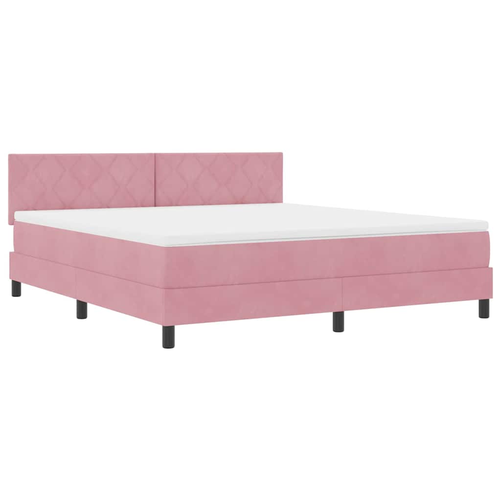 vidaXL Łóżko sprężynowe z materacem Różowy 180 x 200 cm Aksamit