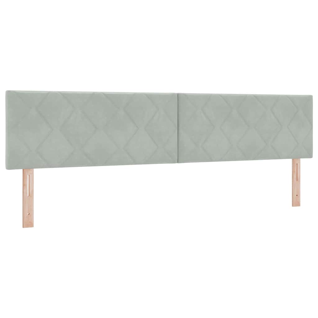 vidaXL Łóżko sprężynowe Z zagłówkiem Jasnoszary 200 x 200 cm Aksamit