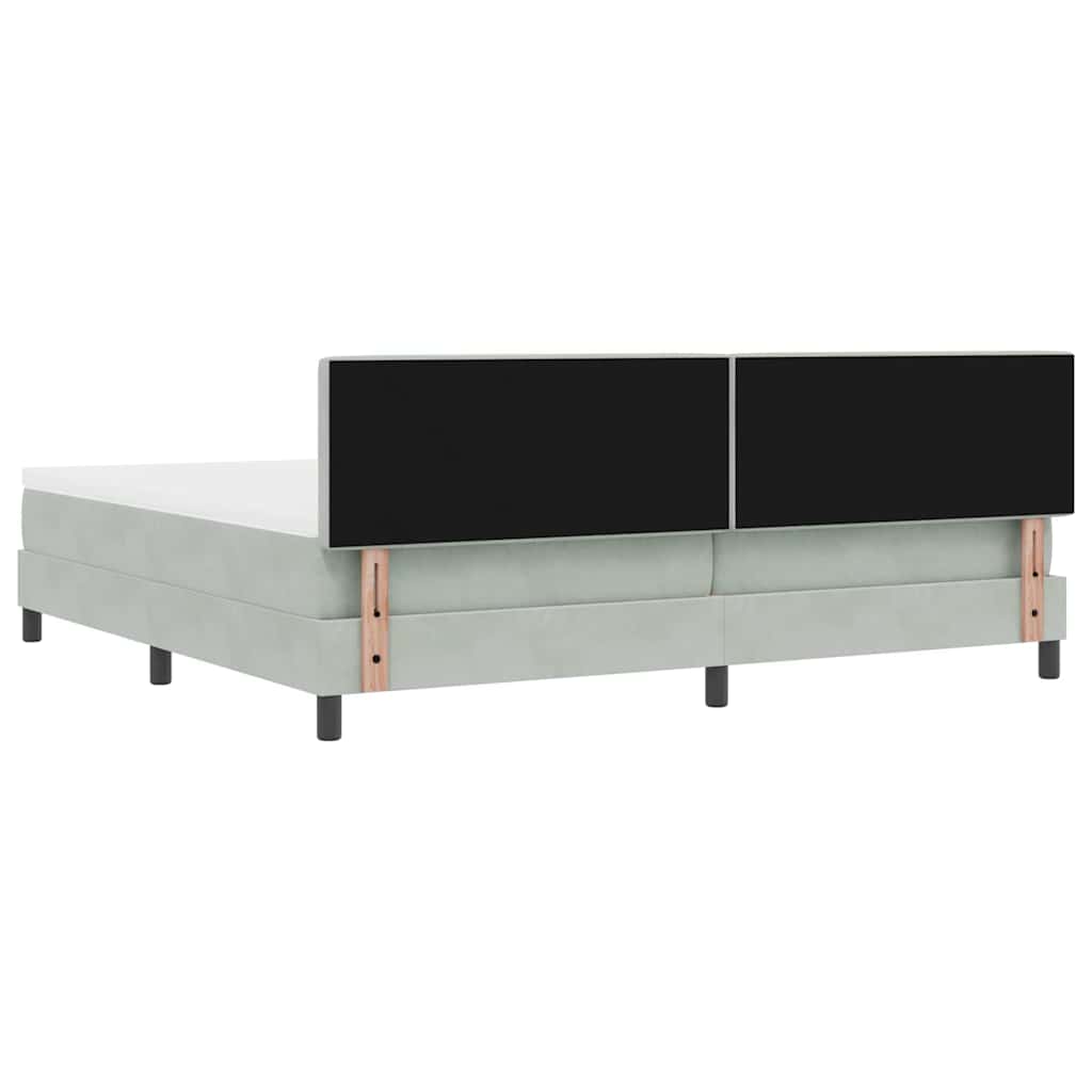 vidaXL Łóżko sprężynowe Z zagłówkiem Jasnoszary 200 x 200 cm Aksamit