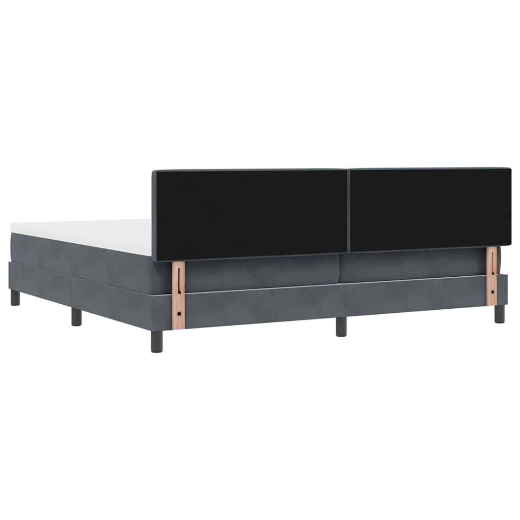vidaXL Łóżko sprężynowe Z zagłówkiem Ciemnoszary 200 x 200 cm Aksamit