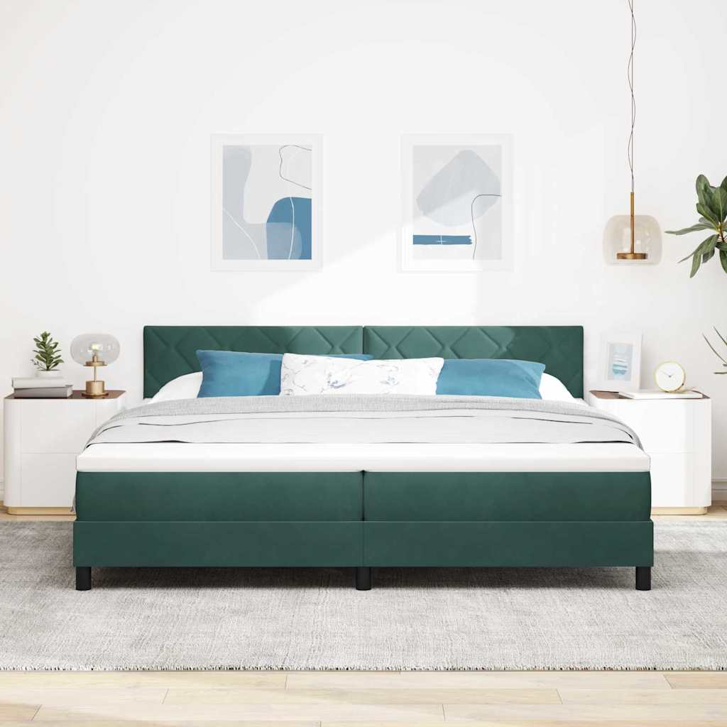 vidaXL Łóżko sprężynowe Ciemna zieleń 200 x 200 cm Aksamit