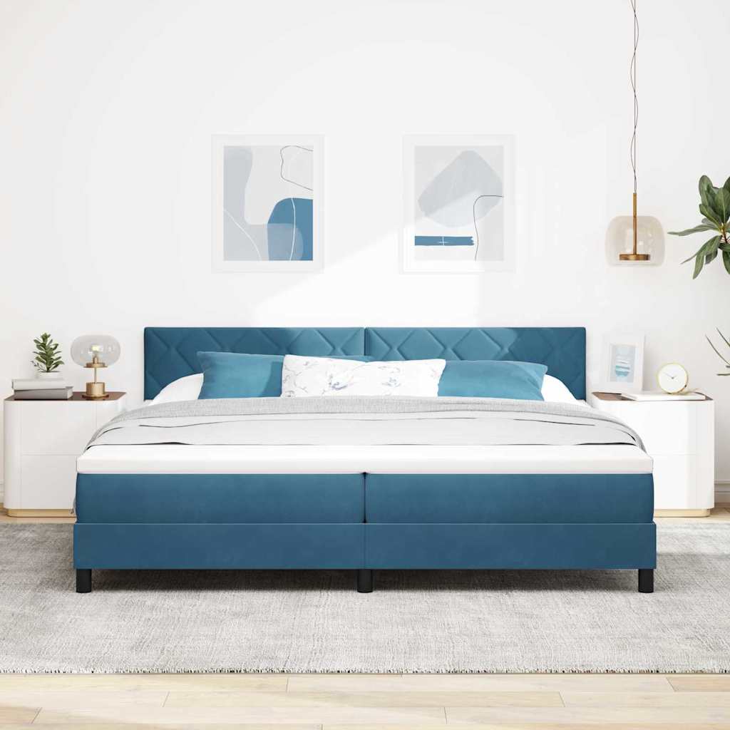 vidaXL Łóżko sprężynowe Ciemnoniebieski 200 x 200 cm Aksamit