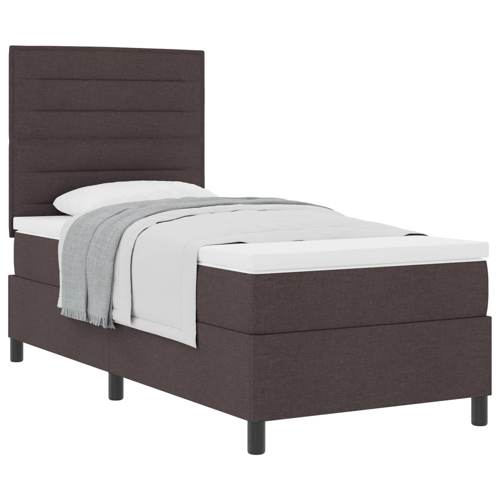 vidaXL Łóżko sprężynowe z materacem Ciemny brąz 80 x 200 cm tkanina