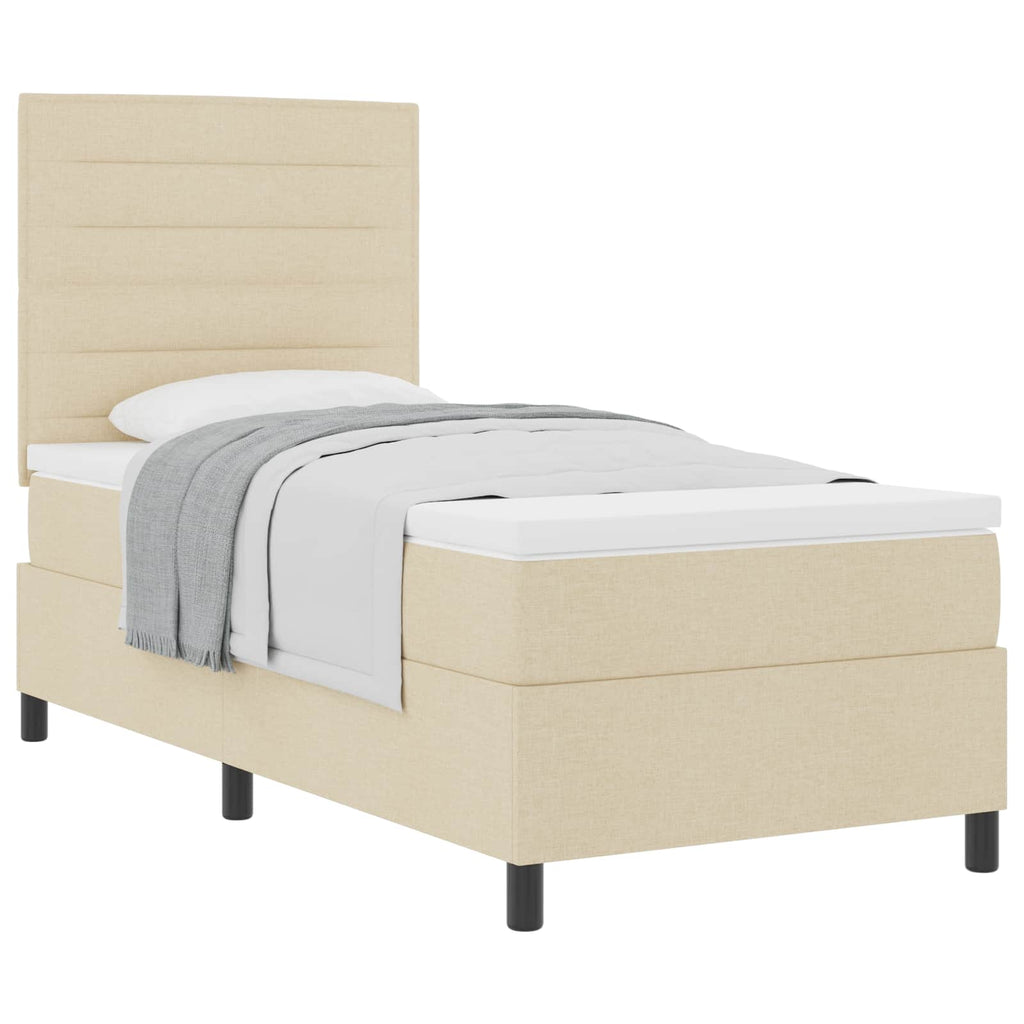 vidaXL Łóżko sprężynowe z materacem Kremowy 80 x 200 cm tkanina