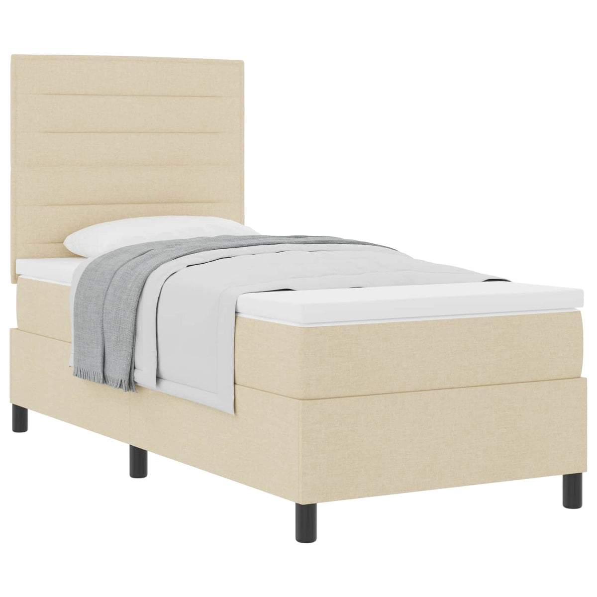 vidaXL Łóżko sprężynowe z materacem Kremowy 80 x 200 cm tkanina