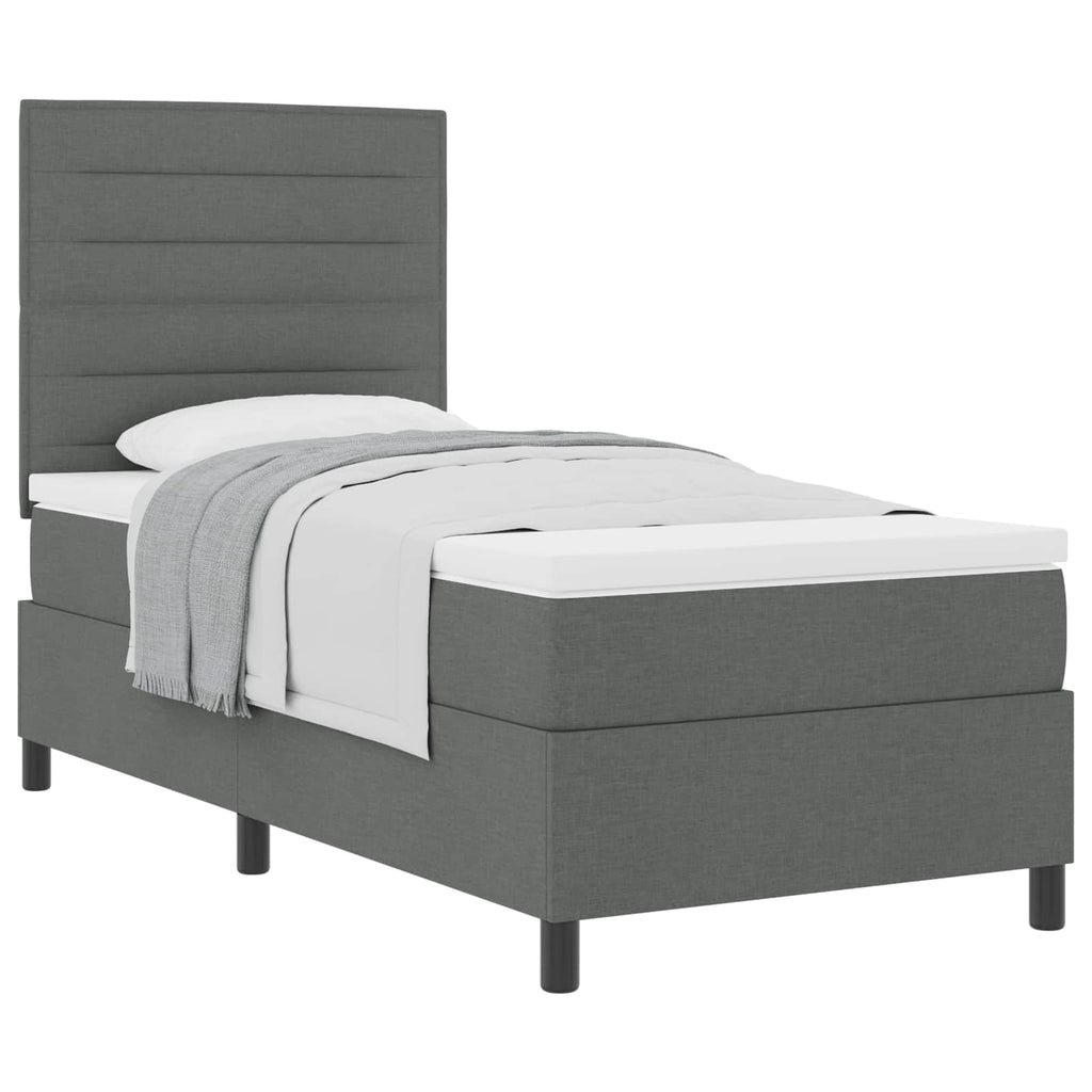 vidaXL Łóżko sprężynowe z materacem Ciemnoszary 90 x 200 cm tkanina