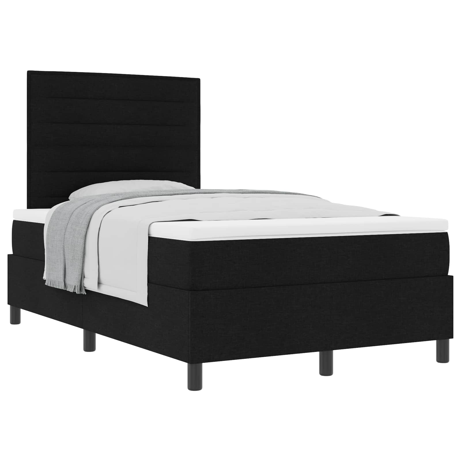 vidaXL Łóżko sprężynowe z materacem Czarny 120 x 190 cm tkanina