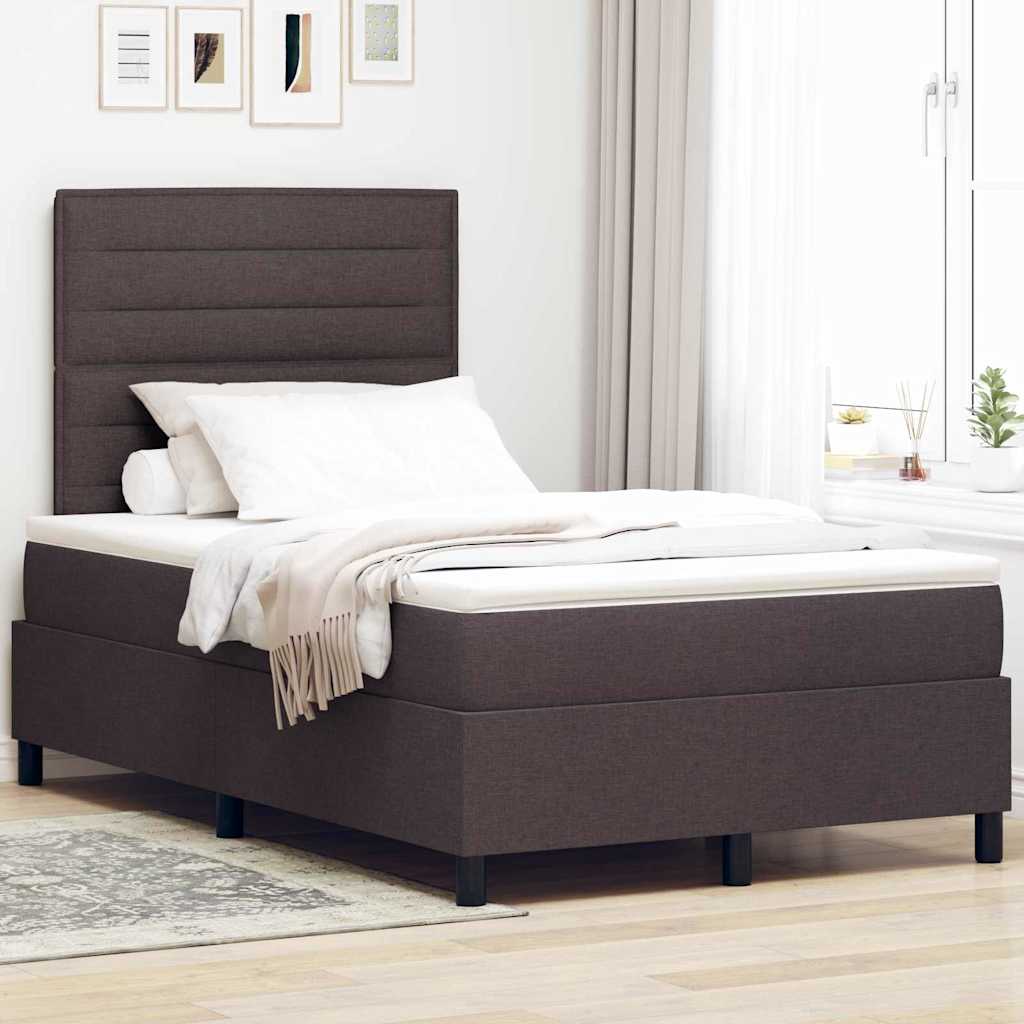 vidaXL Łóżko sprężynowe z materacem Ciemny brąz 120 x 190 cm tkanina