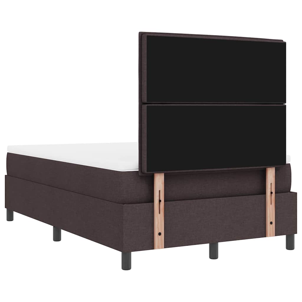 vidaXL Łóżko sprężynowe z materacem Ciemny brąz 120 x 200 cm tkanina