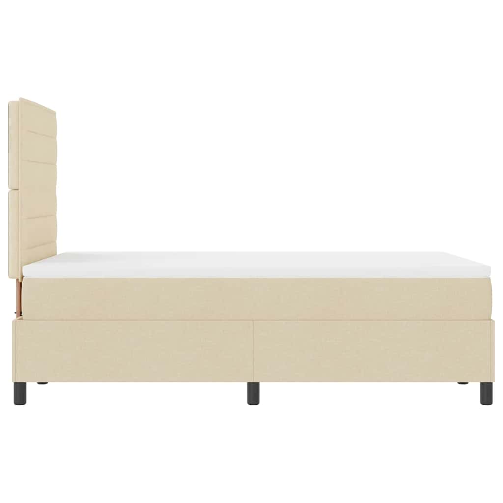 vidaXL Łóżko sprężynowe z materacem Kremowy 120 x 200 cm tkanina