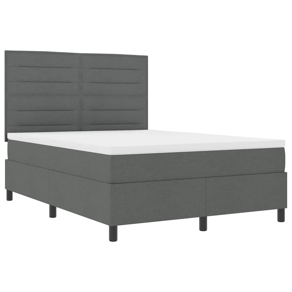vidaXL Łóżko sprężynowe z materacem Ciemnoszary 140 x 190 cm tkanina