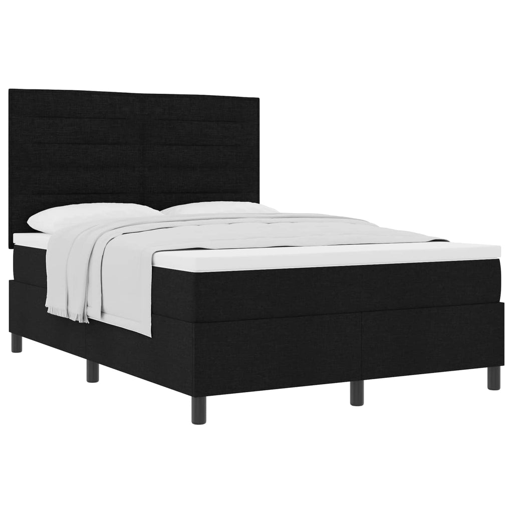 vidaXL Łóżko sprężynowe z materacem Czarny 140 x 190 cm tkanina