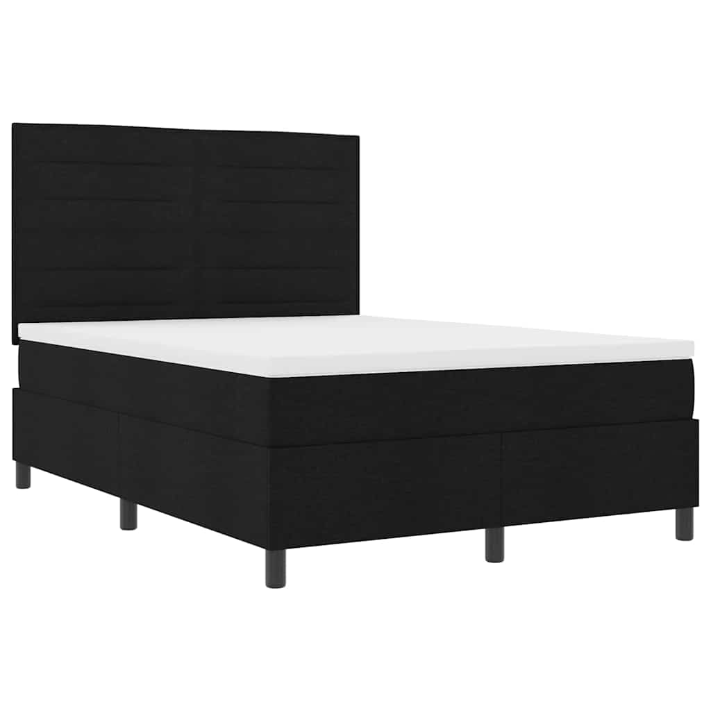vidaXL Łóżko sprężynowe z materacem Czarny 140 x 190 cm tkanina