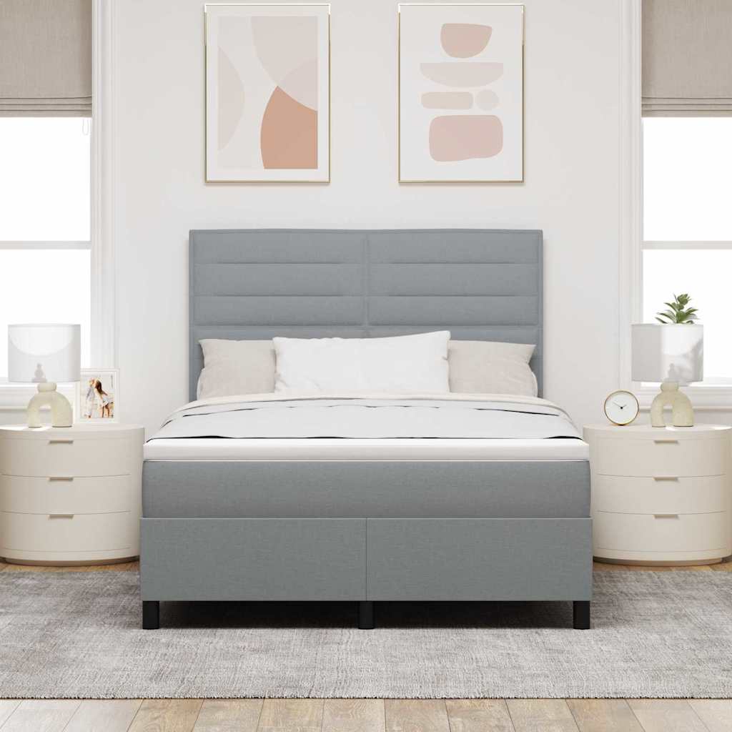 vidaXL Łóżko sprężynowe z materacem Jasnoszary 160 x 200 cm tkanina