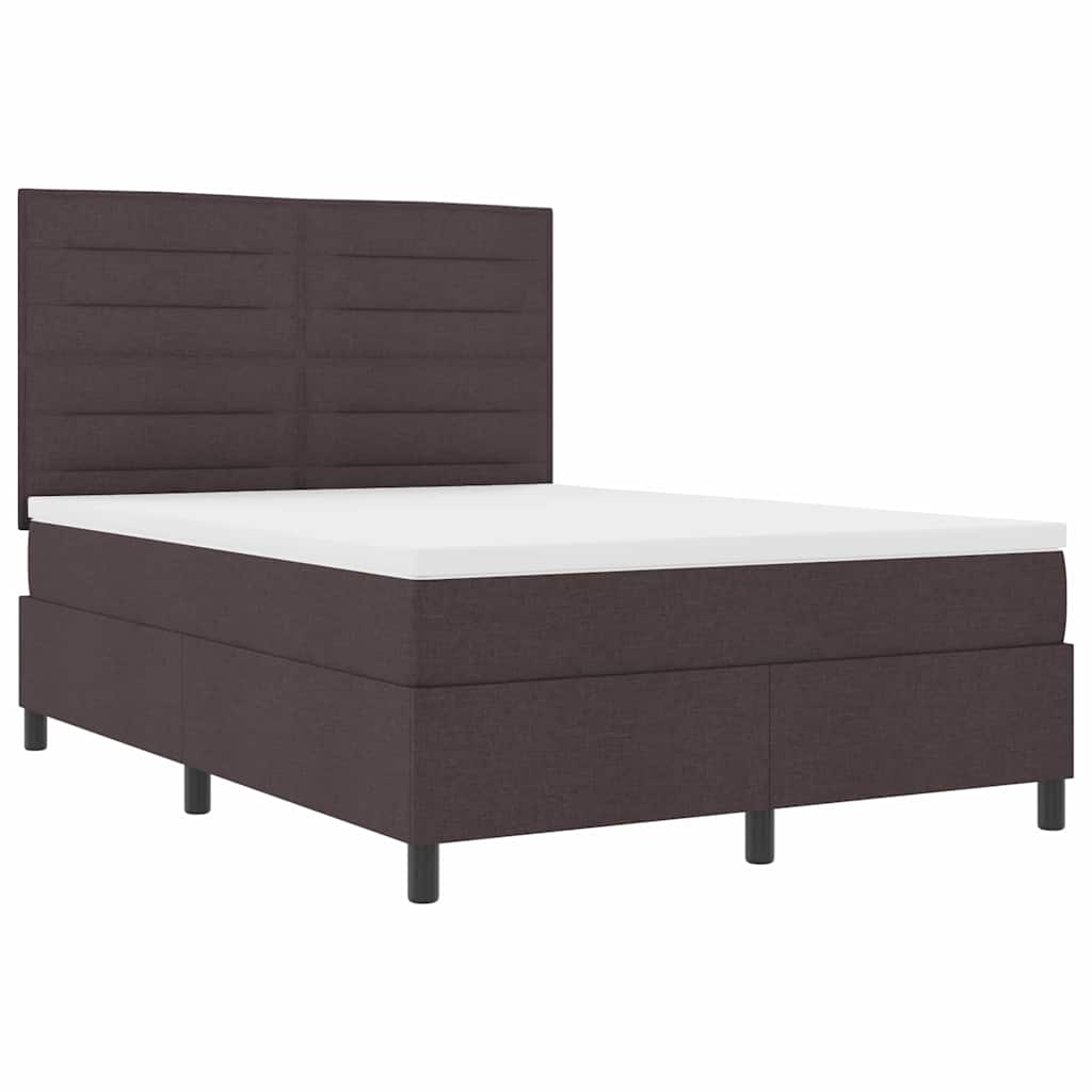 vidaXL Łóżko sprężynowe z materacem Ciemny brąz 160 x 200 cm tkanina