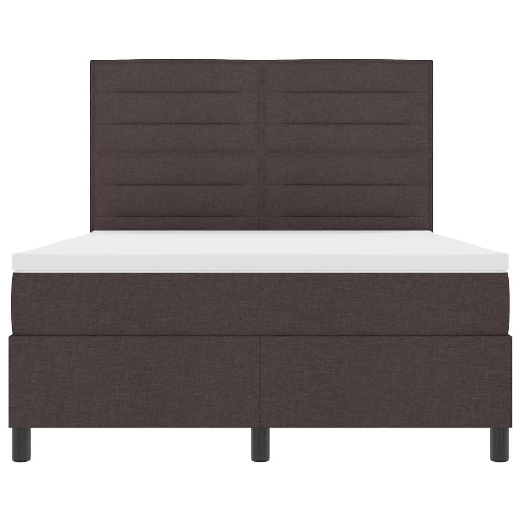 vidaXL Łóżko sprężynowe z materacem Ciemny brąz 160 x 200 cm tkanina