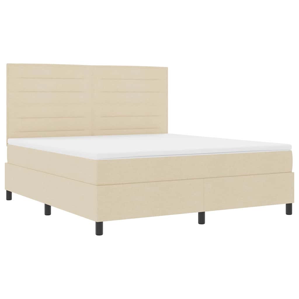vidaXL Łóżko sprężynowe z materacem Kremowy 180 x 200 cm tkanina