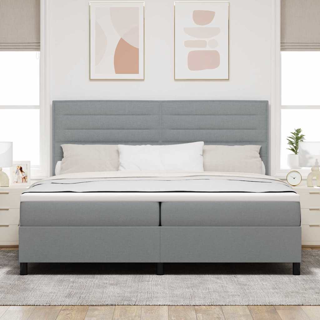vidaXL Łóżko sprężynowe z materacem Jasnoszary 200 x 200 cm tkanina
