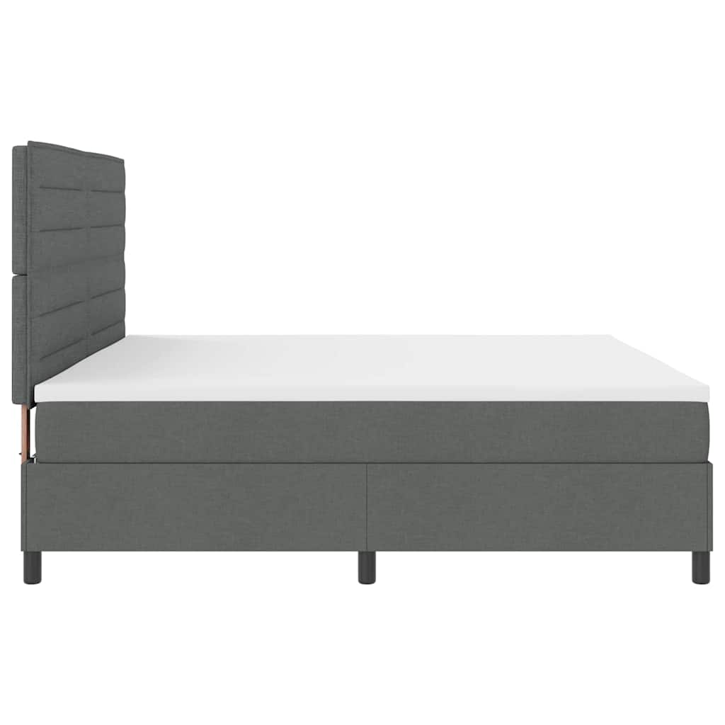 vidaXL Łóżko sprężynowe z materacem Ciemnoszary 200 x 200 cm tkanina