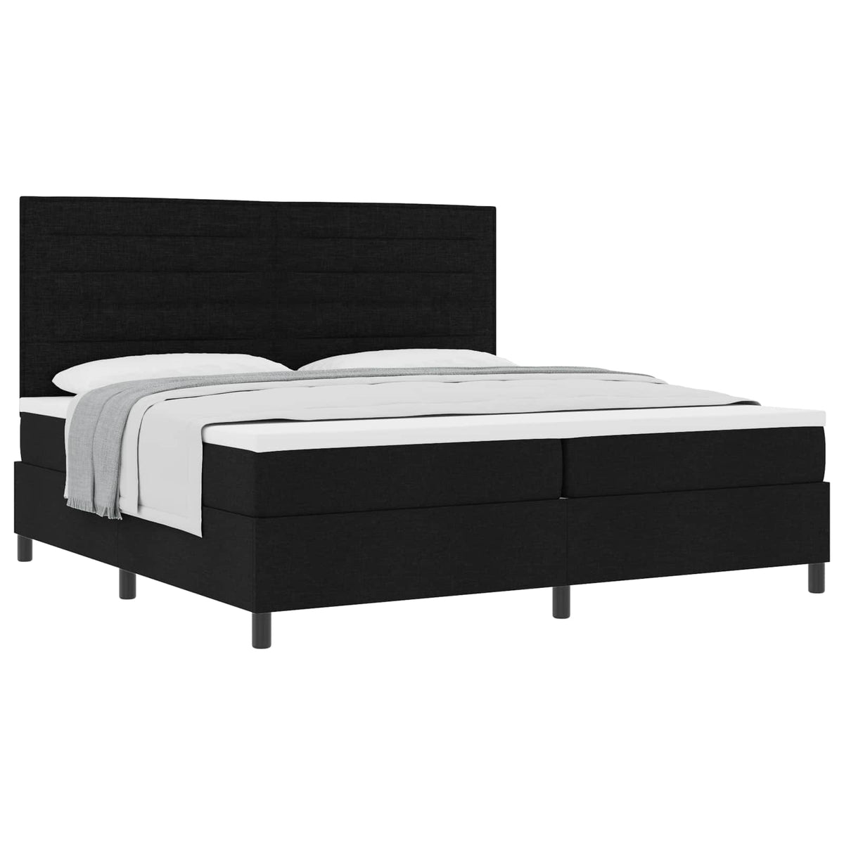 vidaXL Łóżko sprężynowe z materacem Czarny 200 x 200 cm tkanina