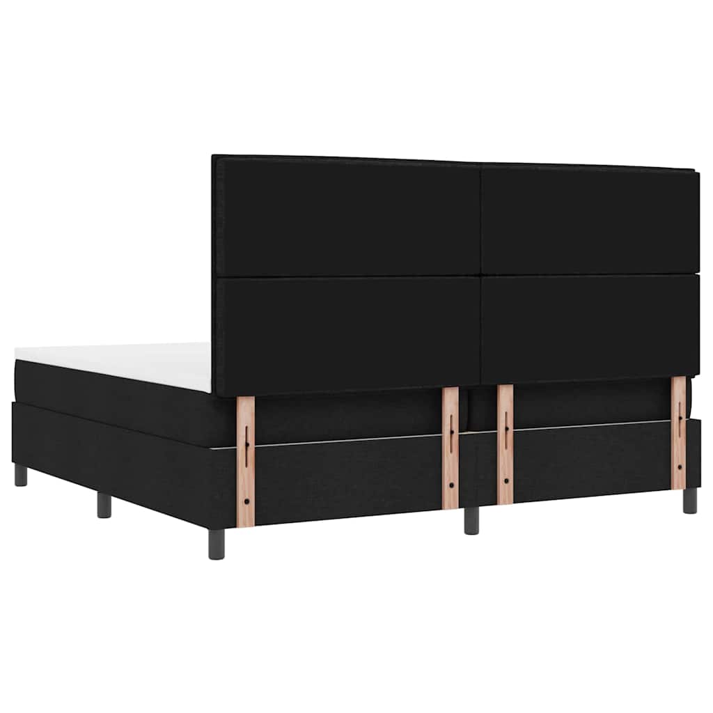 vidaXL Łóżko sprężynowe z materacem Czarny 200 x 200 cm tkanina