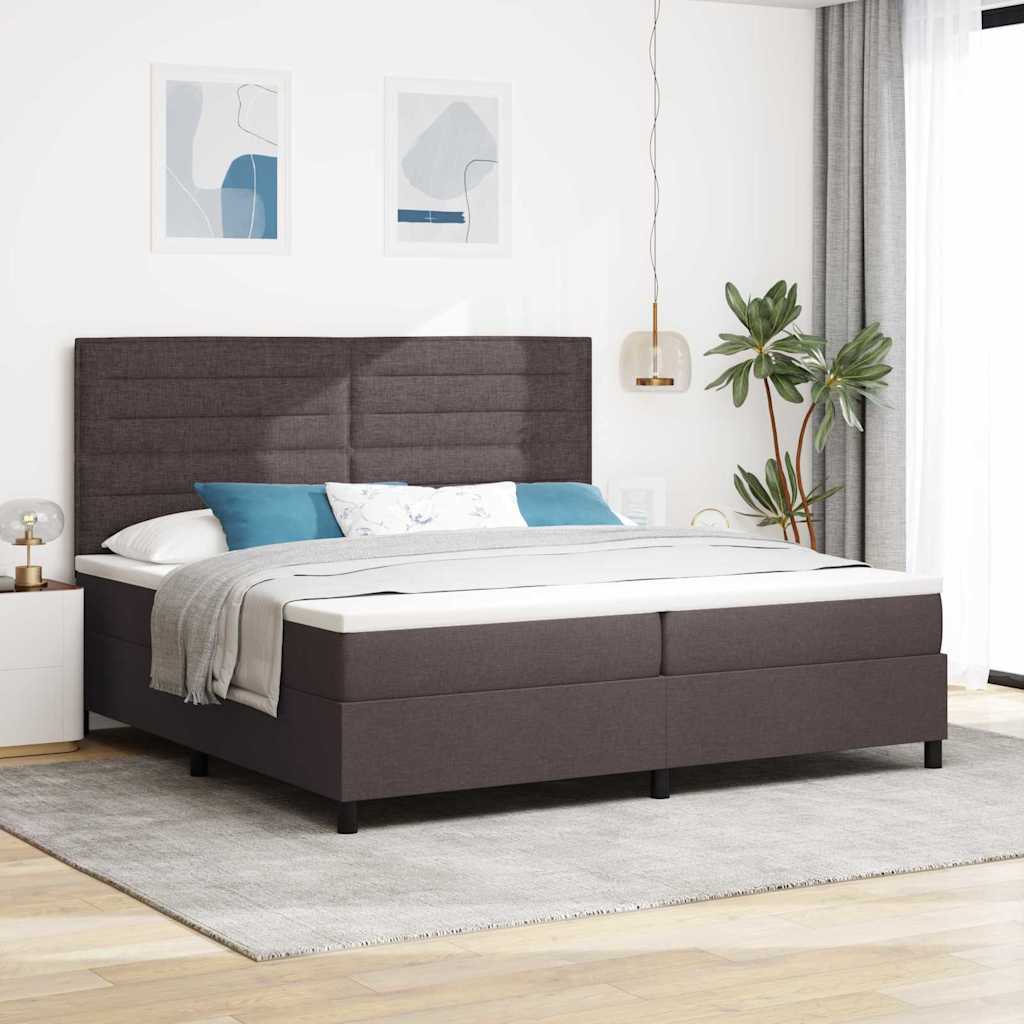 vidaXL Łóżko sprężynowe z materacem Ciemny brąz 200 x 200 cm tkanina
