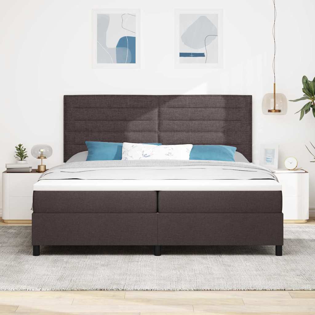 vidaXL Łóżko sprężynowe z materacem Ciemny brąz 200 x 200 cm tkanina