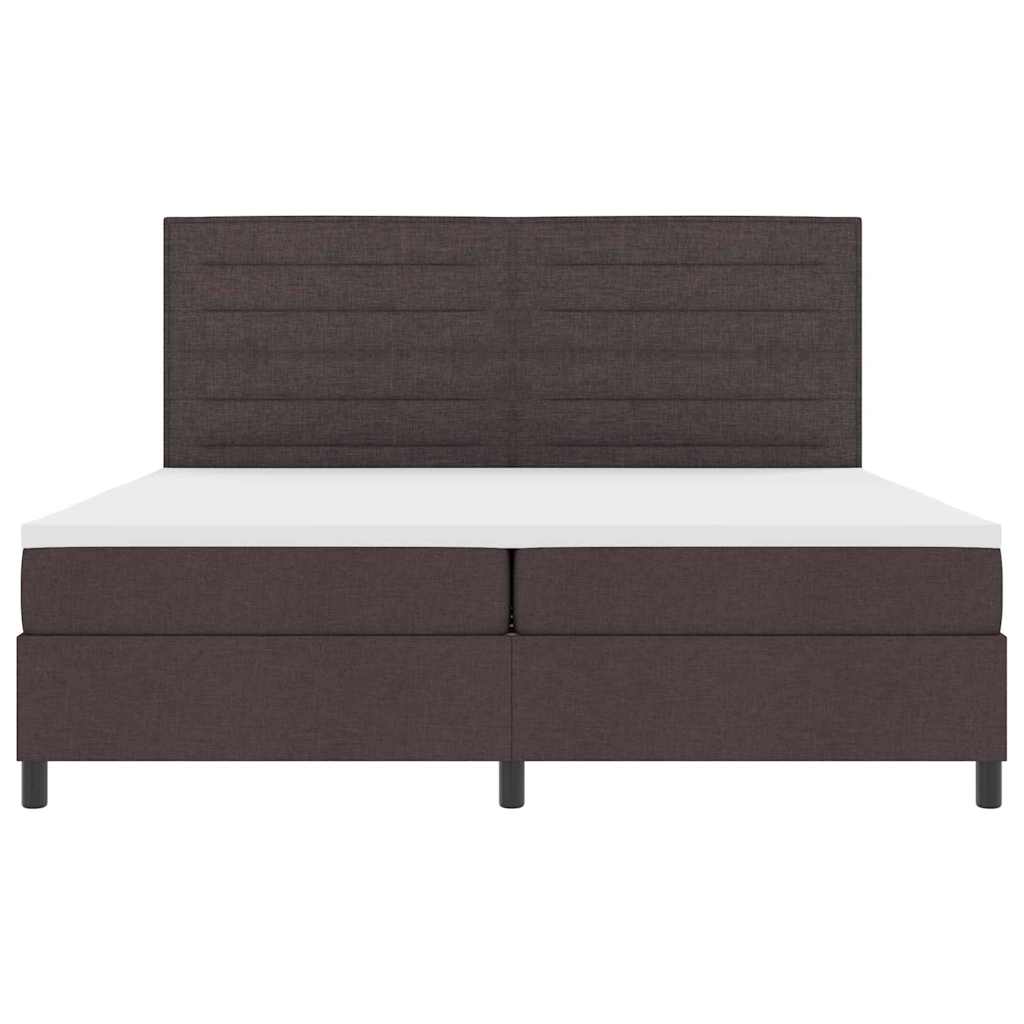 vidaXL Łóżko sprężynowe z materacem Ciemny brąz 200 x 200 cm tkanina