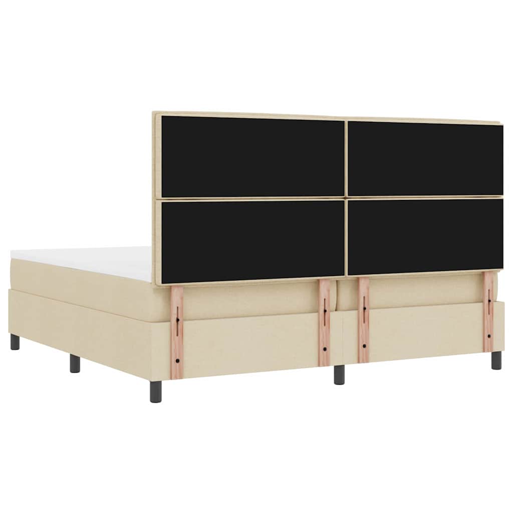 vidaXL Łóżko sprężynowe z materacem Kremowy 200 x 200 cm tkanina