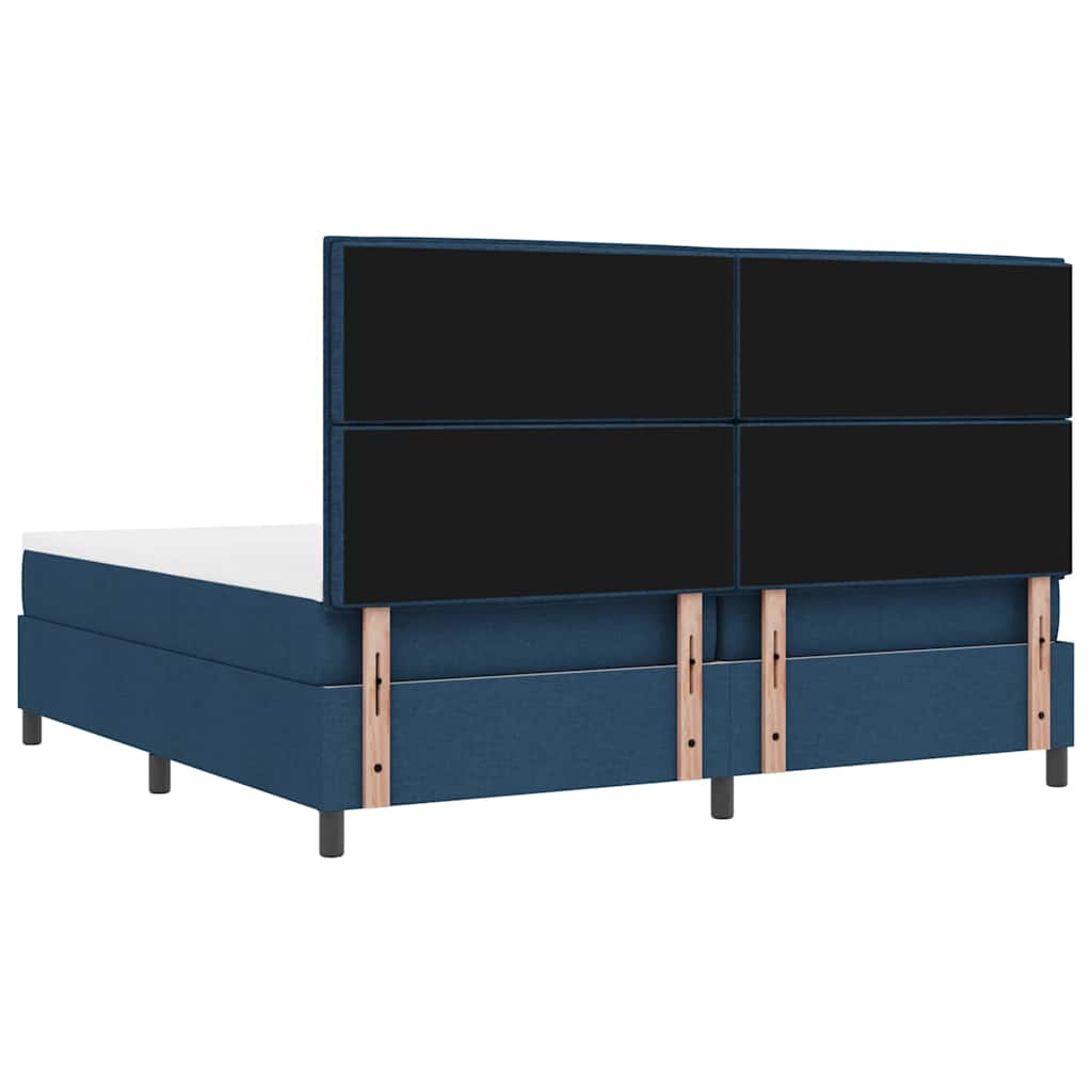 vidaXL Łóżko sprężynowe z materacem Niebieski 200 x 200 cm tkanina