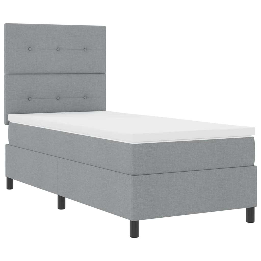 vidaXL Łóżko sprężynowe z materacem Jasnoszary 100 x 200 cm tkanina