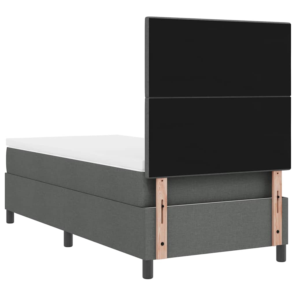 vidaXL Łóżko sprężynowe Z zagłówkiem Ciemnoszary 100 x 200 cm tkanina