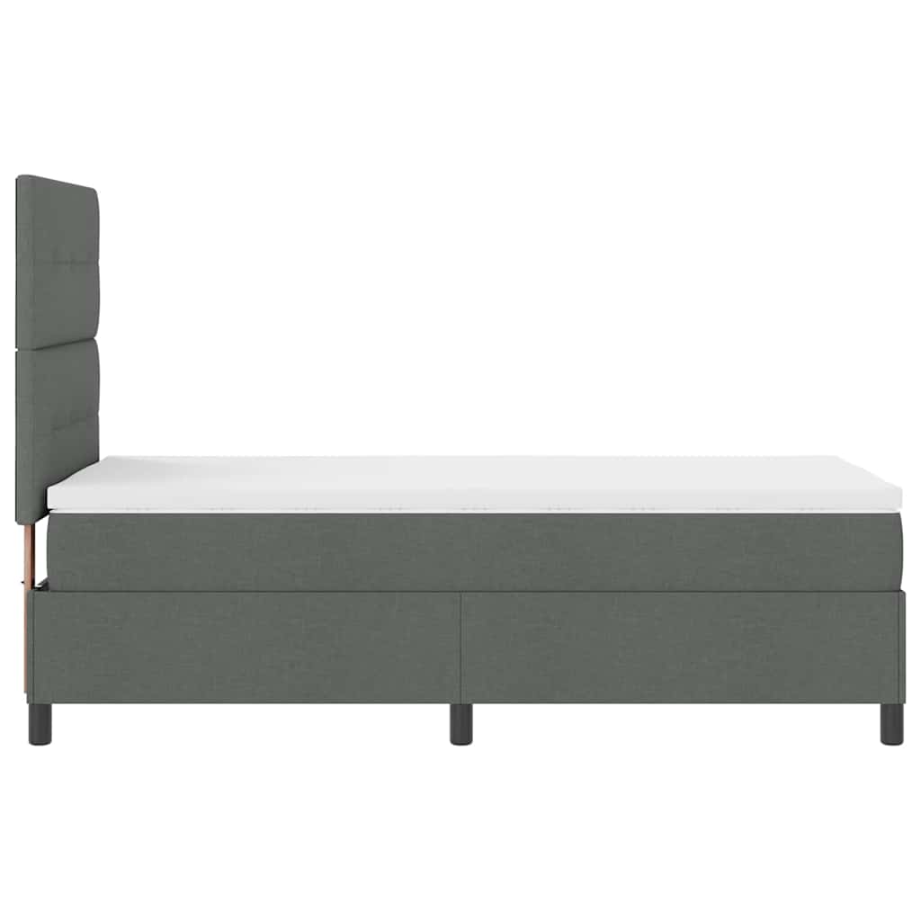 vidaXL Łóżko sprężynowe Z zagłówkiem Ciemnoszary 100 x 200 cm tkanina