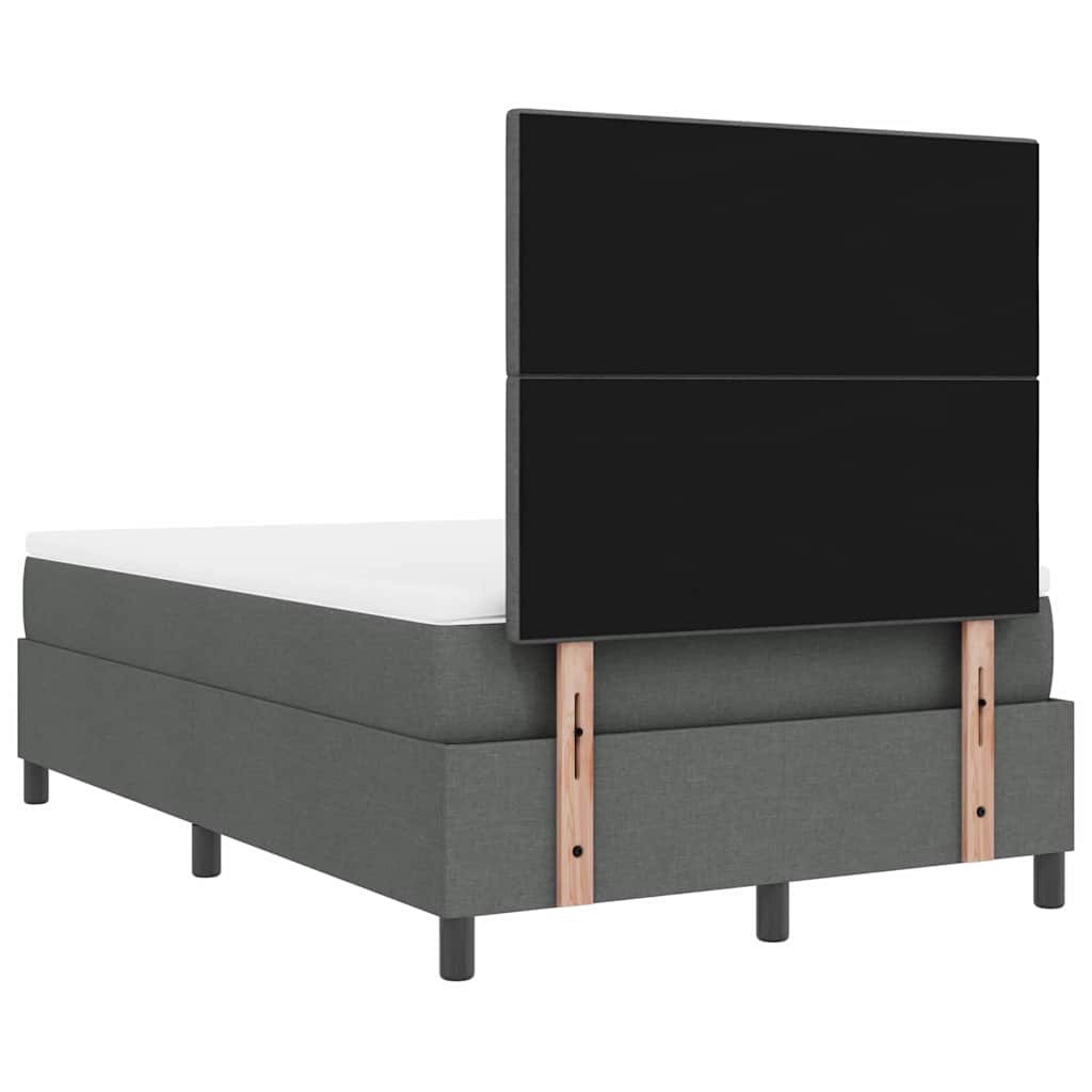 vidaXL Łóżko sprężynowe Z zagłówkiem Ciemnoszary 120 x 190 cm tkanina