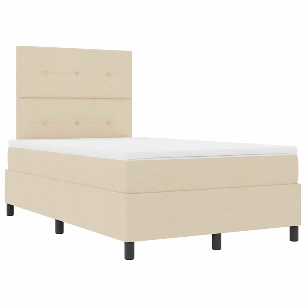 vidaXL Łóżko sprężynowe z materacem Kremowy 120 x 190 cm tkanina