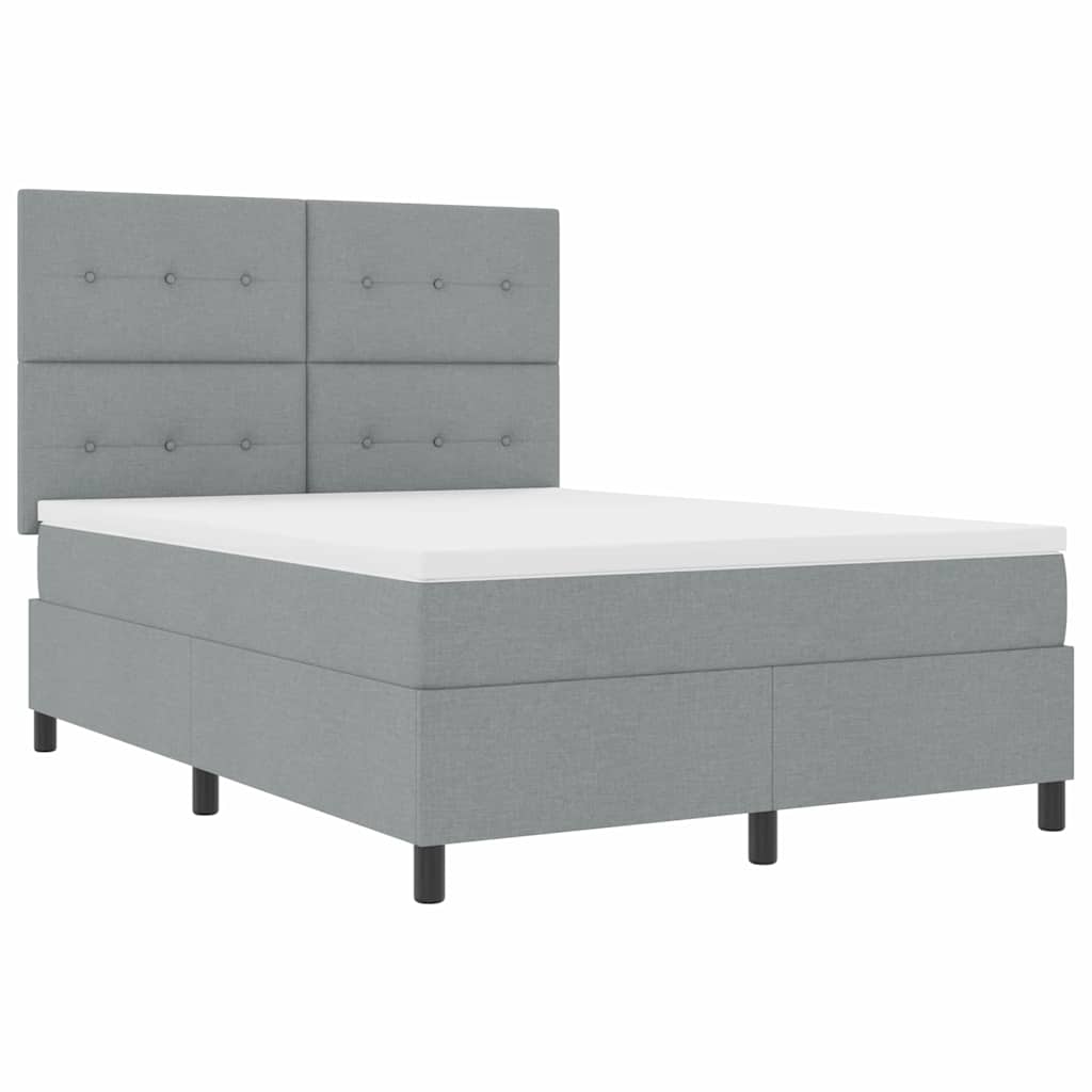 vidaXL Łóżko sprężynowe z materacem Jasnoszary 140 x 190 cm tkanina