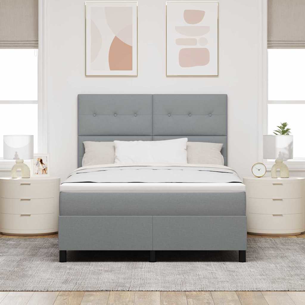vidaXL Łóżko sprężynowe z materacem Jasnoszary 140 x 200 cm tkanina