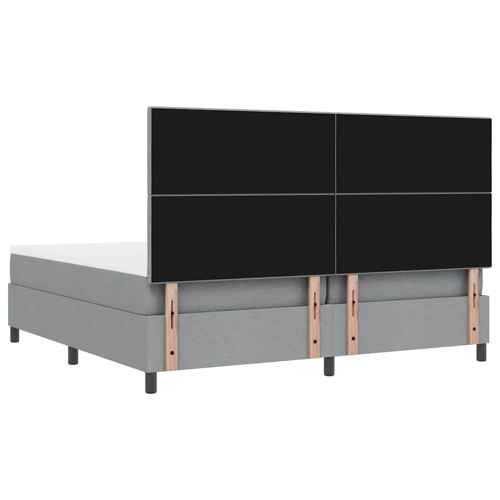 vidaXL Łóżko sprężynowe Z zagłówkiem Jasnoszary 200 x 200 cm tkanina