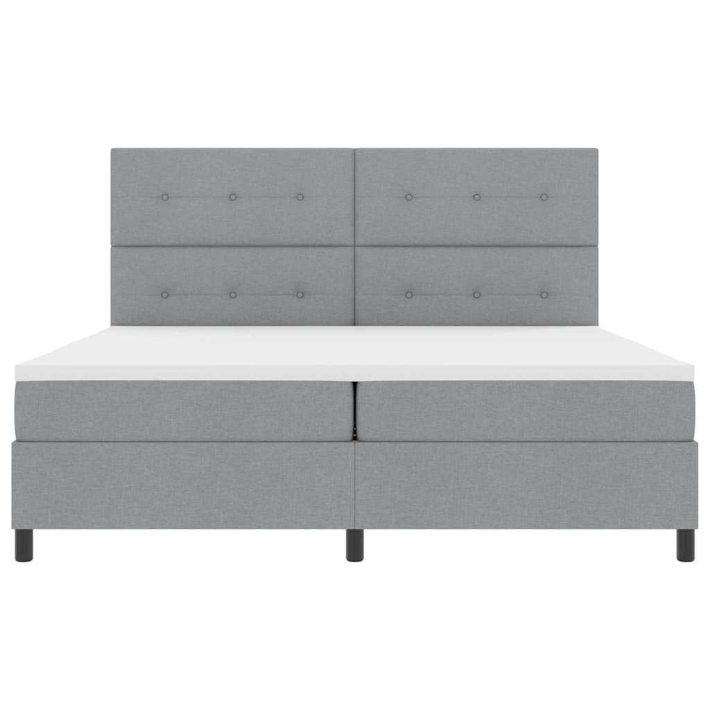 vidaXL Łóżko sprężynowe Z zagłówkiem Jasnoszary 200 x 200 cm tkanina