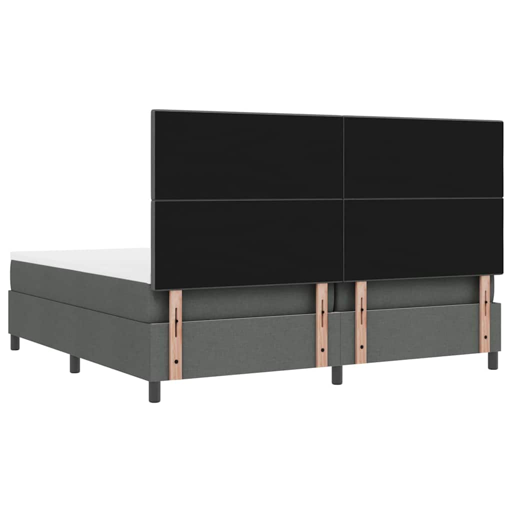 vidaXL Łóżko sprężynowe Z zagłówkiem Ciemnoszary 200 x 200 cm tkanina
