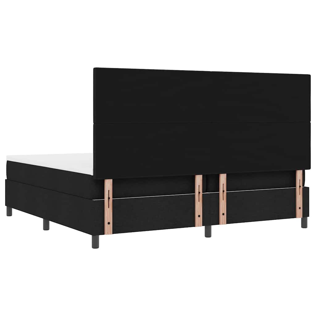 vidaXL Łóżko sprężynowe Z zagłówkiem Czarny 200 x 200 cm tkanina