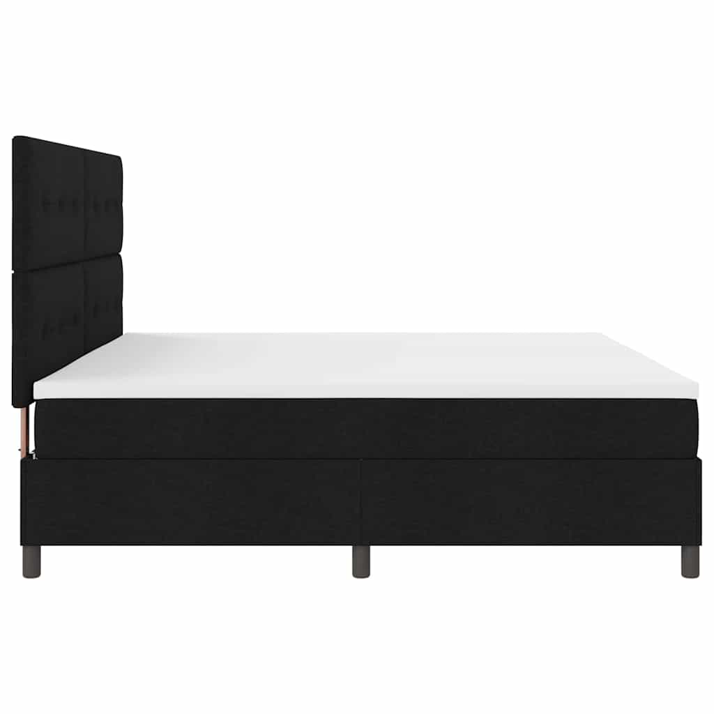 vidaXL Łóżko sprężynowe Z zagłówkiem Czarny 200 x 200 cm tkanina