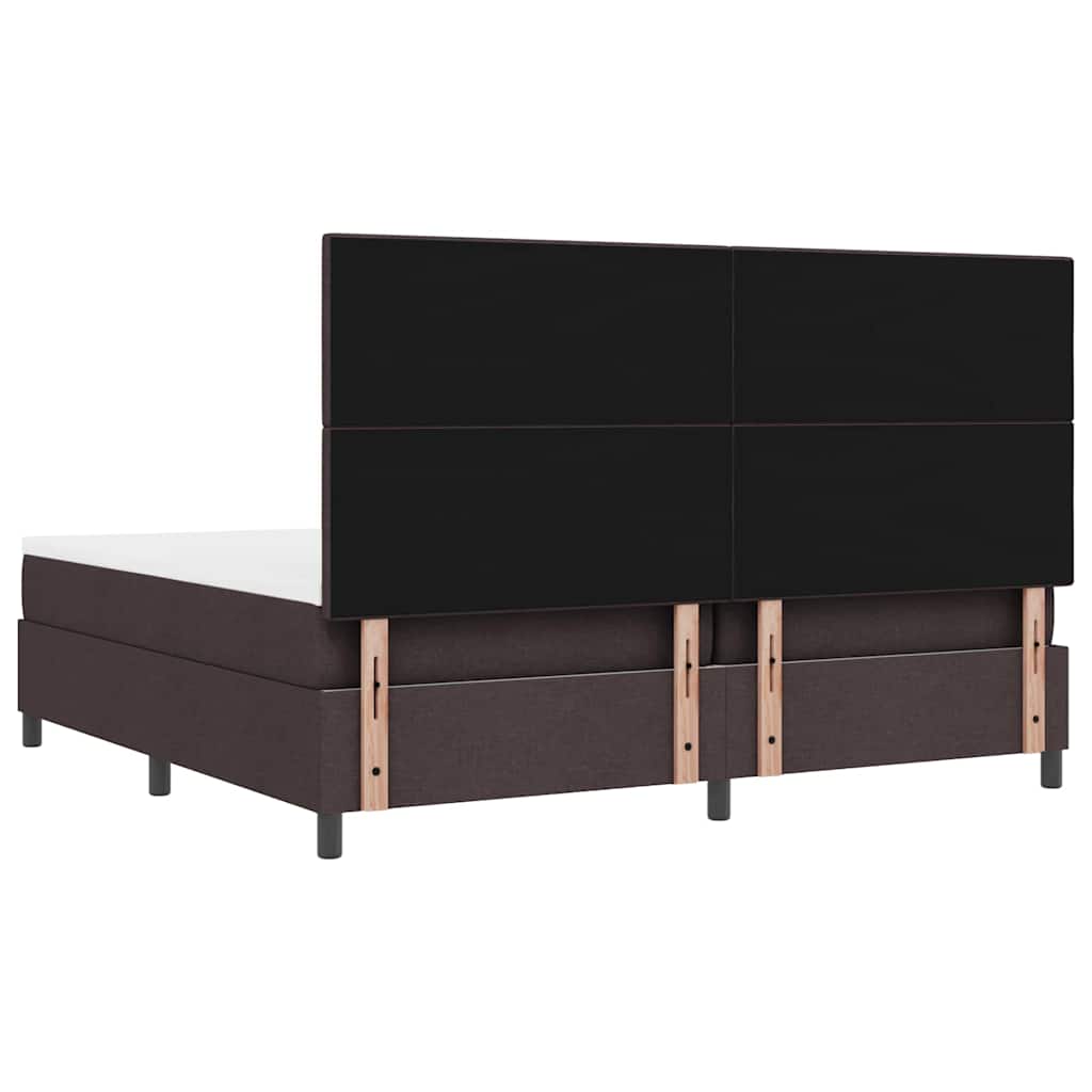 vidaXL Łóżko sprężynowe Z zagłówkiem Ciemny brąz 200 x 200 cm tkanina